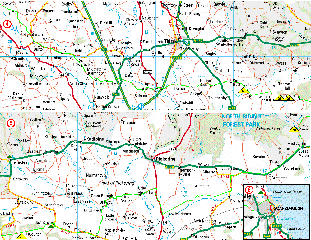 Masham - Scarborough cycle route map